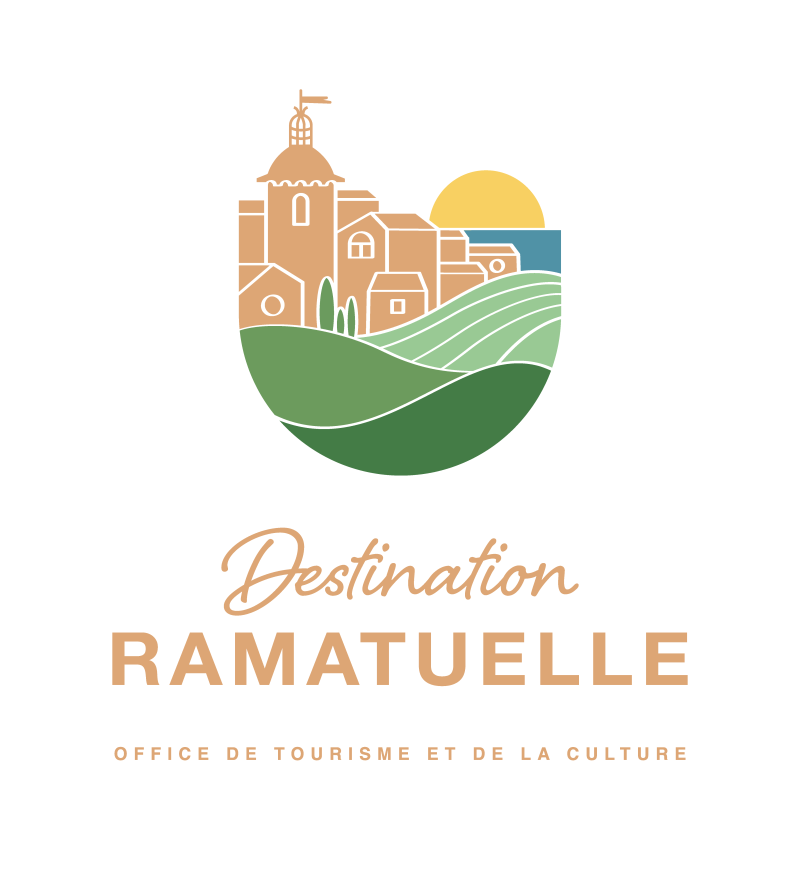 logo représentant un petit village avec un clocher, le soleil et des terres cultivées